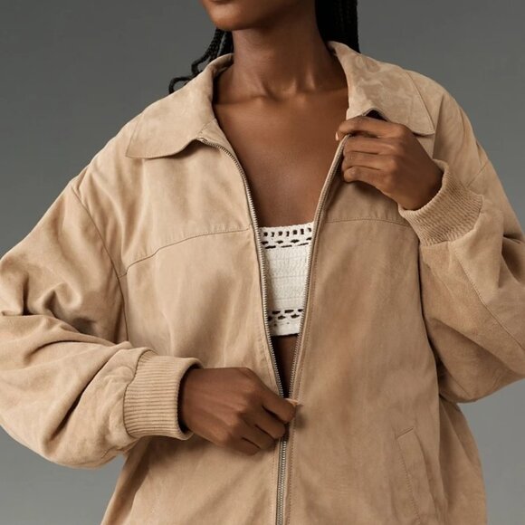 New LAMARQUE Caden Jacket in Sand suede leather coat